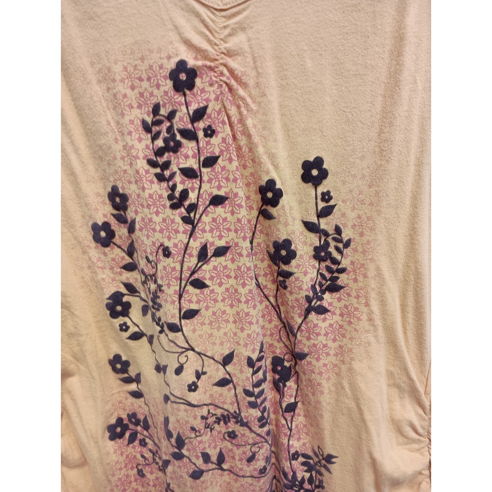 Self Esteem V-Neck Graphic T-Shirt Women XL Mustard Yellow Vintage Y2K Floral - Picture 6 of 11